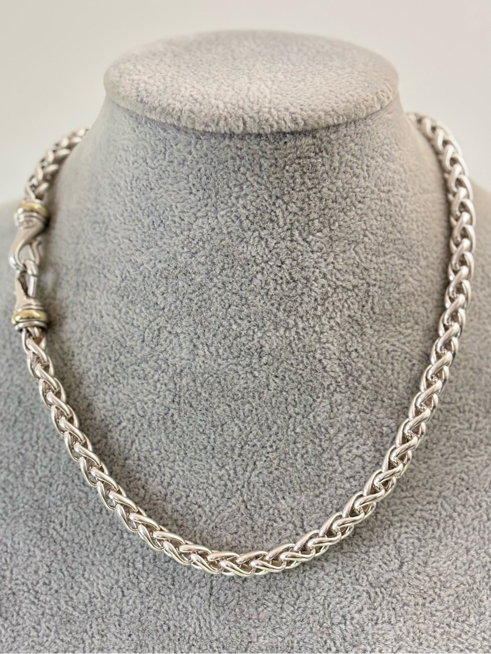 David Yurman 925 & 14k Gold 6mm Wheat Chain Necklace 16"